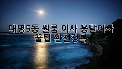 대명5동 원룸 이사? 용달이사 꿀팁 완전정복!